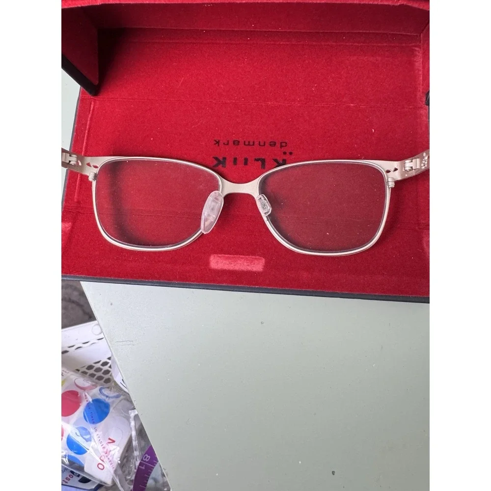 Kliik Denmark Women's Eyeglass‎ Frames Cat Eye Black/Gold Cutout Design W/ Case